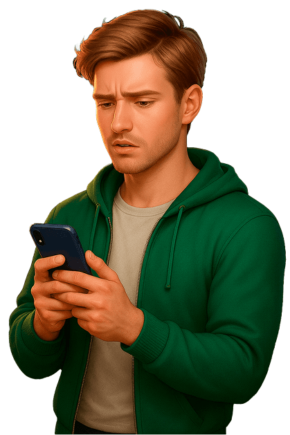 парень со смартфоном