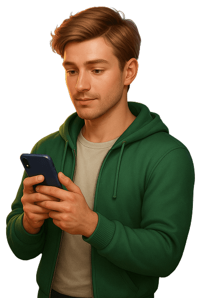парень со смартфоном